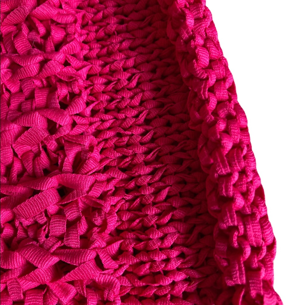 Anthropologie Hot Pink Crochet Sleeveless Mock Neck Top NWOT - Picture 2 of 9